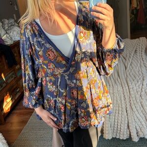 Floral Blue Women's Top